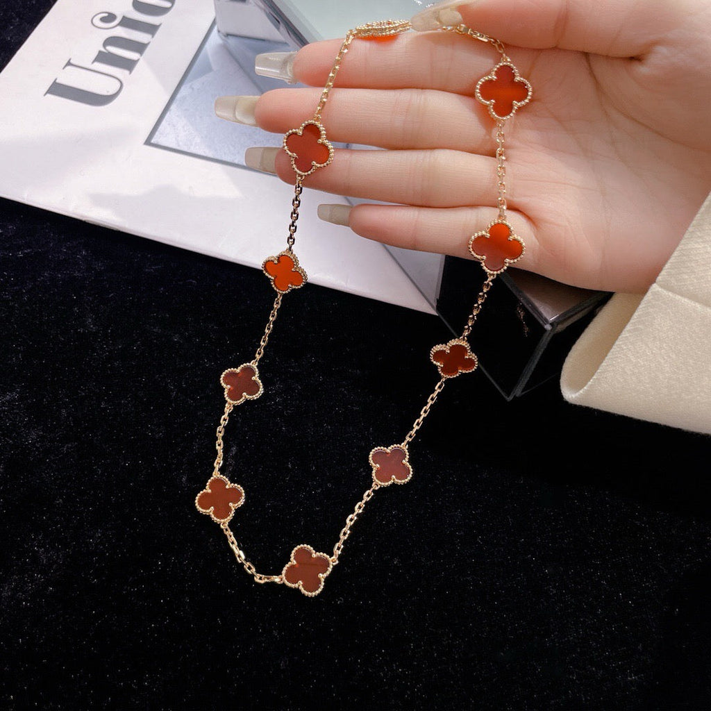 [Clover Jewelry]CLOVERS THE  10-MOTIFS CARNELIAN NECKLACE