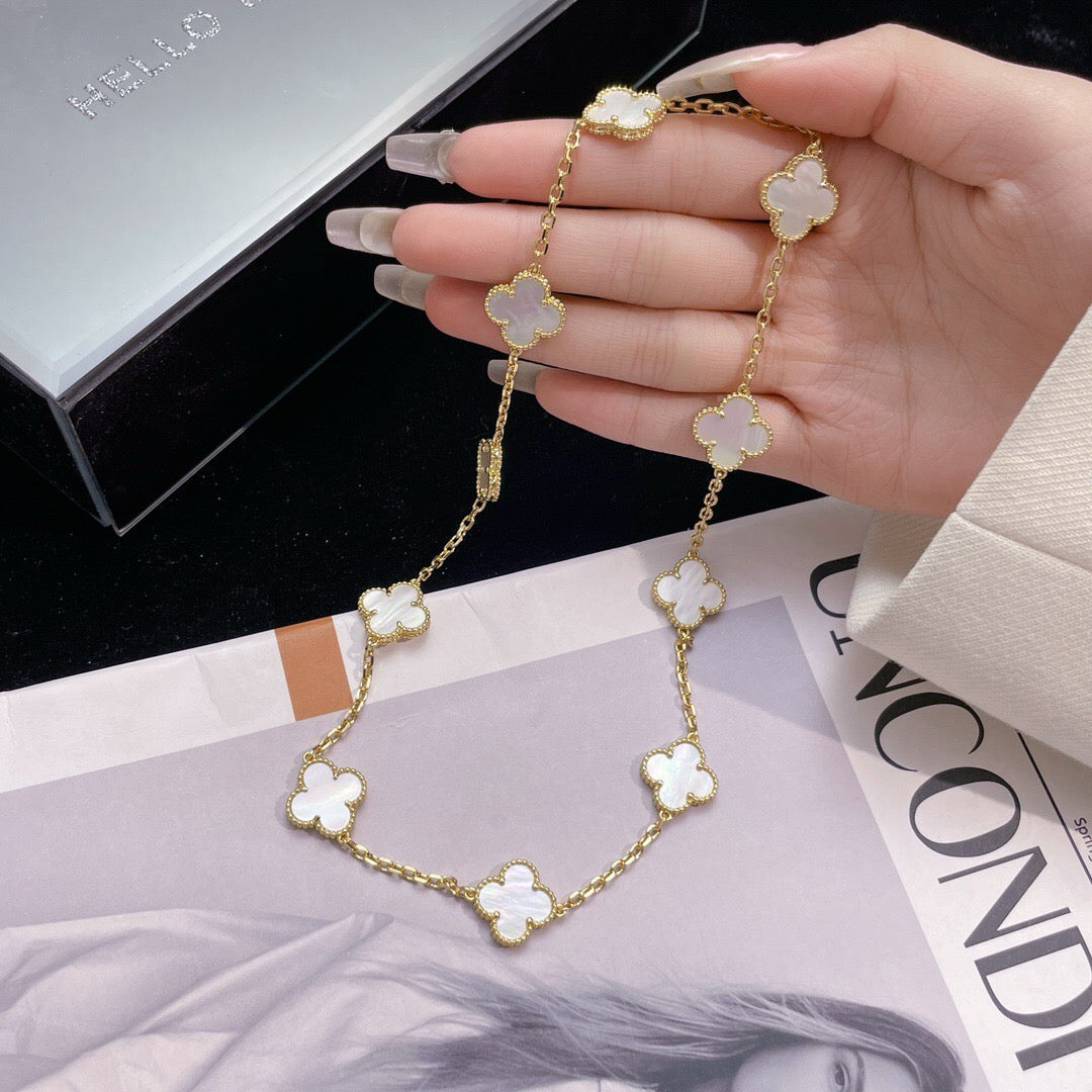 [Clover Jewelry]CLOVERS THE 10-MOTIFS WHITE MOTHER OF PEARL NECKLACE