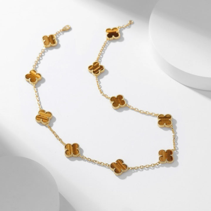[Clover Jewelry]CLOVERS THE 10-MOTIFS TIGER EYE NECKLACE