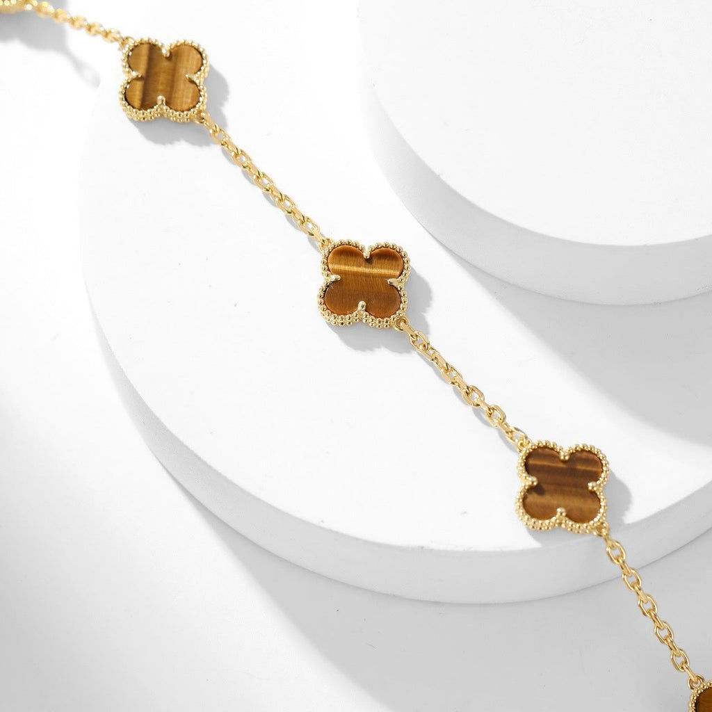 [Clover Jewelry]CLOVERS THE 10-MOTIFS TIGER EYE NECKLACE