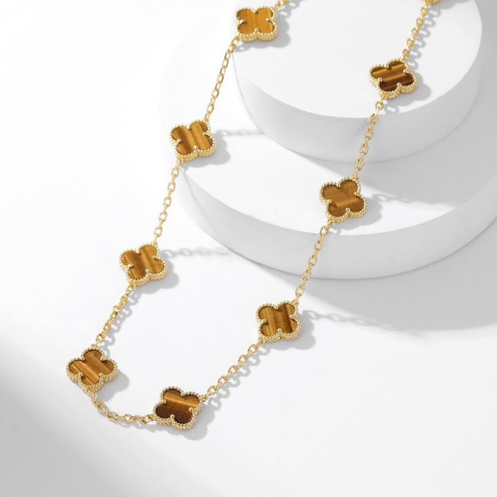 [Clover Jewelry]CLOVERS THE 10-MOTIFS TIGER EYE NECKLACE