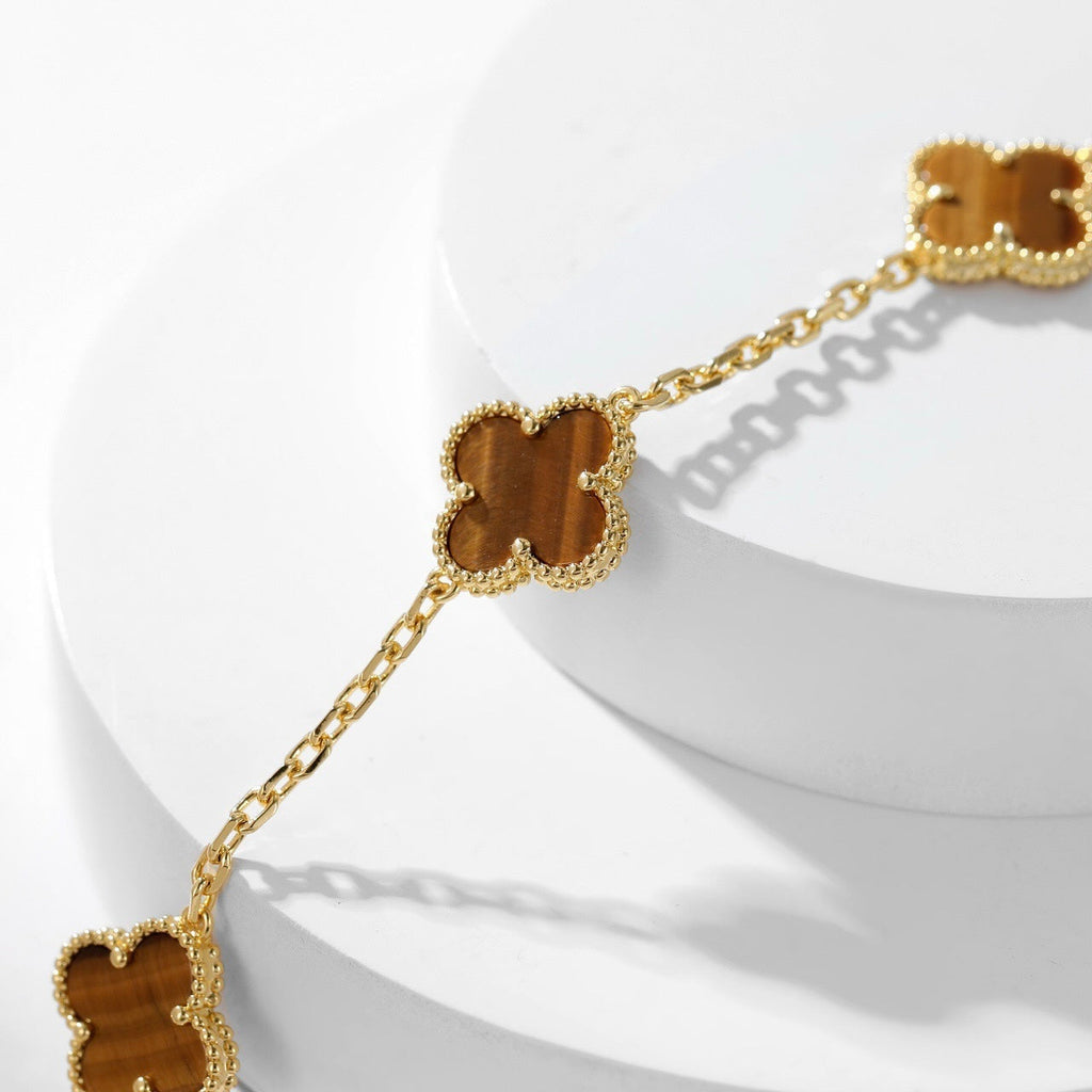 [Clover Jewelry]CLOVERS THE 10-MOTIFS TIGER EYE NECKLACE