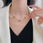 [Clover Jewelry]CLOVERS THE 10-MOTIFS TIGER EYE NECKLACE