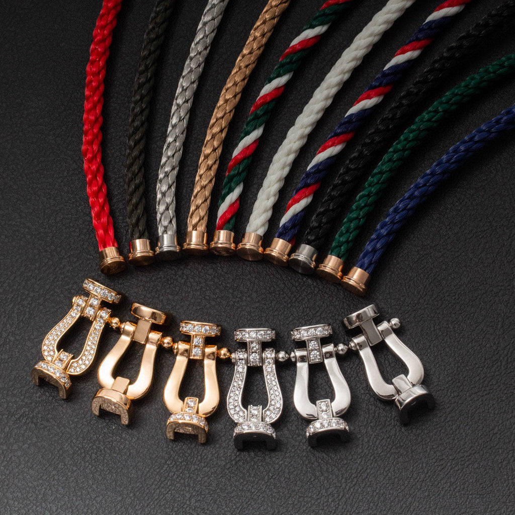 [Clover Jewelry]FORCE LARGE HORSESHOE HALF DIAMOND BRACELET ROSE GOLD