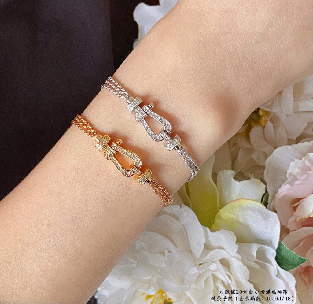 [Clover Jewelry]FORCE SMALL HORSESHOE  DIAMOND CHAIN ROPE BRACELET