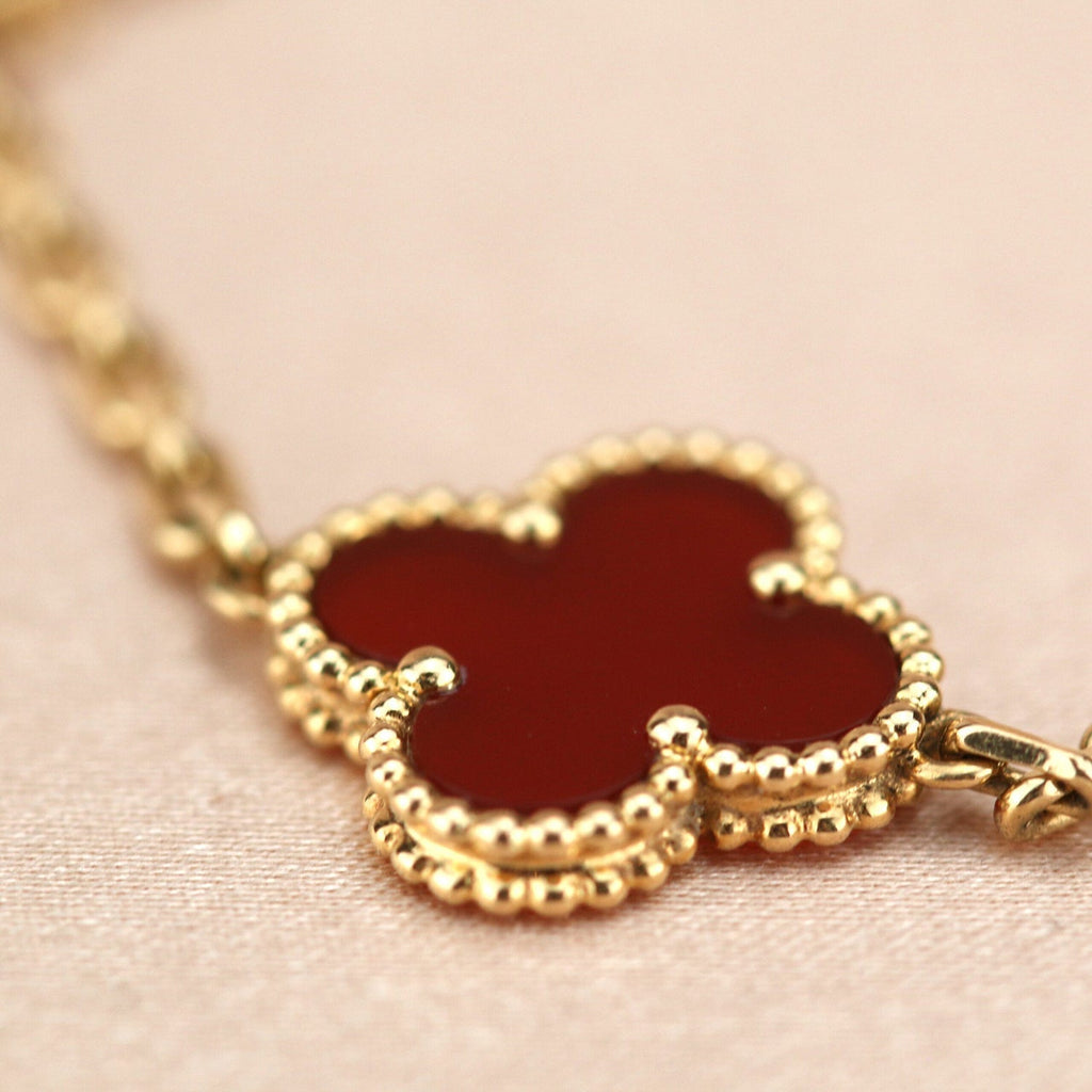 [Clover Jewelry]CLOVER 5 MOTIFS RED AGATE  BRACELET