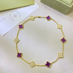 [Clover Jewelry]CLOVER 10 MOTIFS  PURPLE VIOLET DIAMOND NECKLACE