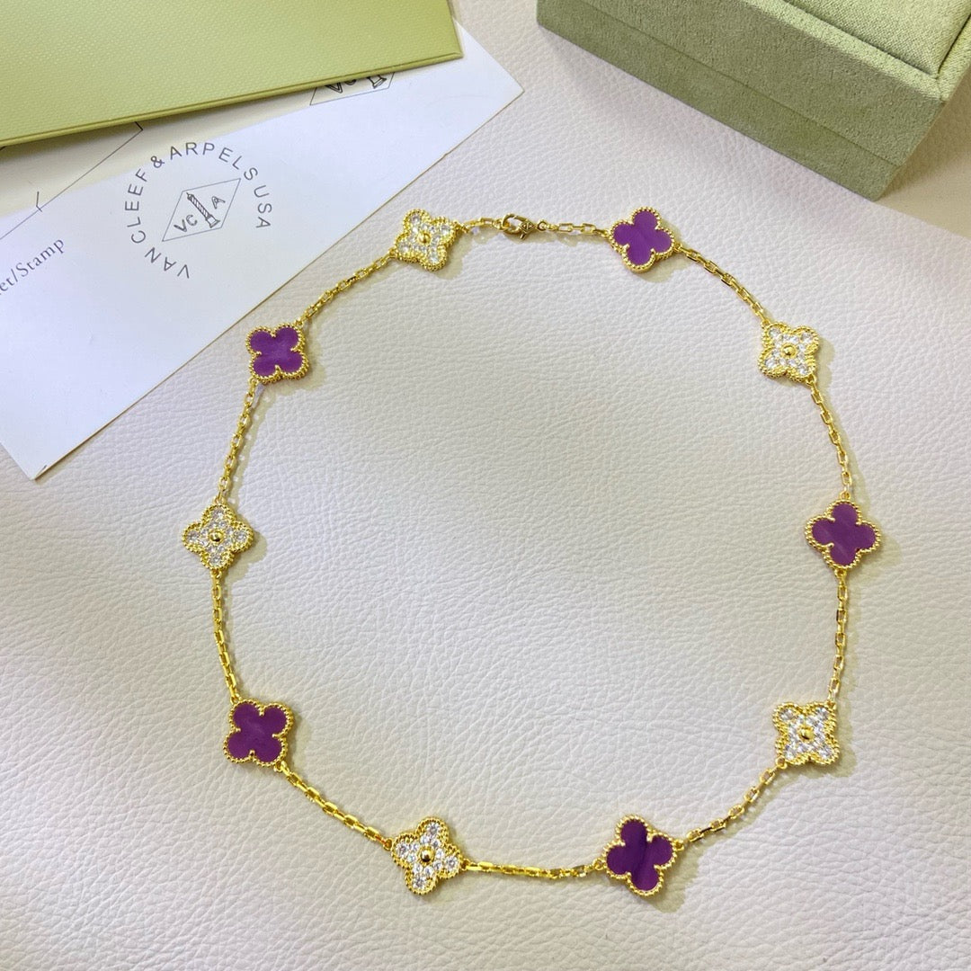 [Clover Jewelry]CLOVER 10 MOTIFS  PURPLE VIOLET DIAMOND NECKLACE