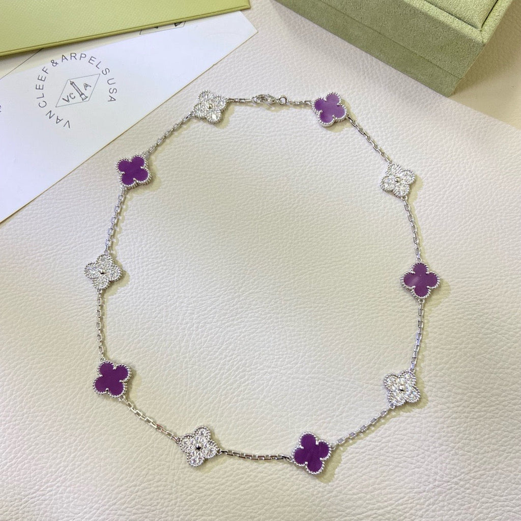 [Clover Jewelry]CLOVER 10 MOTIFS  PURPLE VIOLET DIAMOND NECKLACE