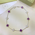 [Clover Jewelry]CLOVER 10 MOTIFS  PURPLE VIOLET DIAMOND NECKLACE