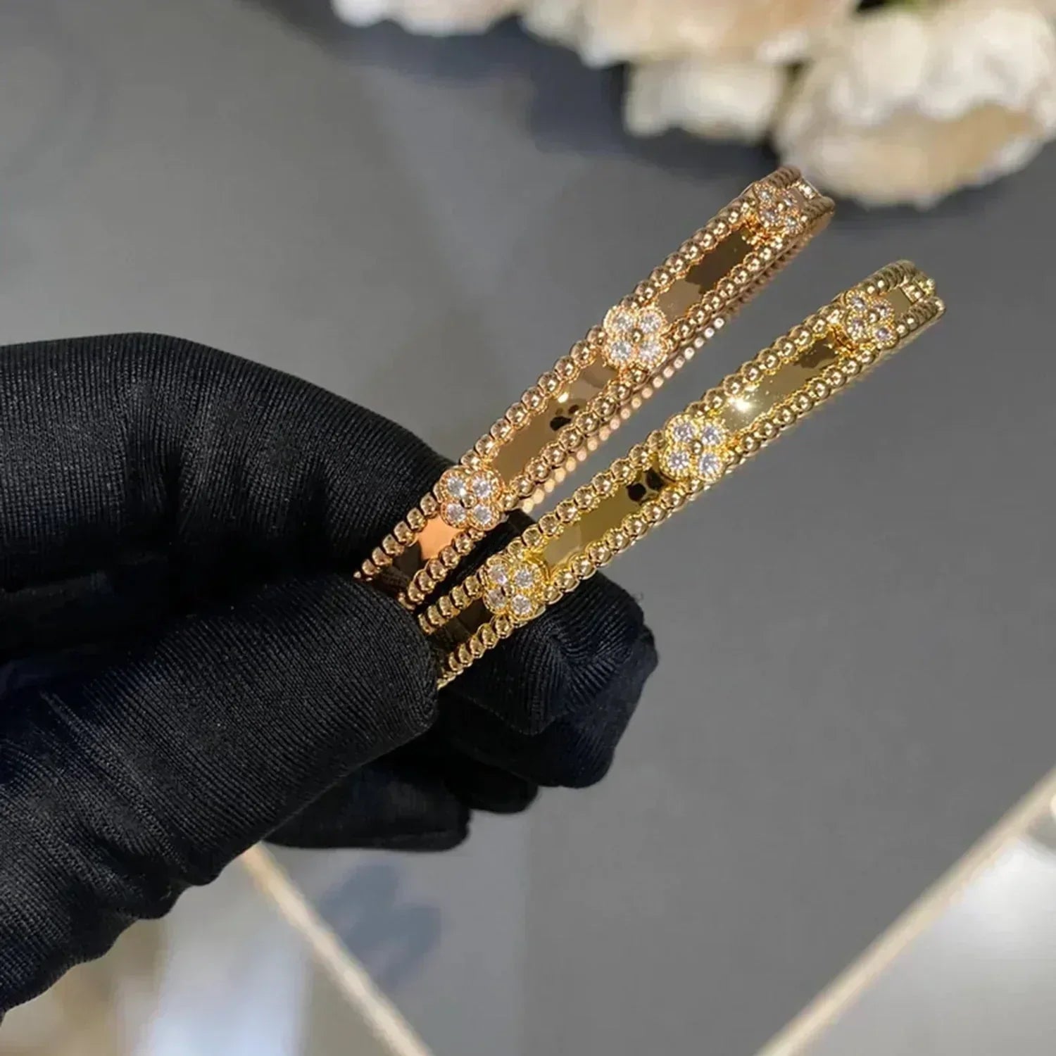 [Clover Jewelry]CLOVER BRACELET 4MM DIAMONDS