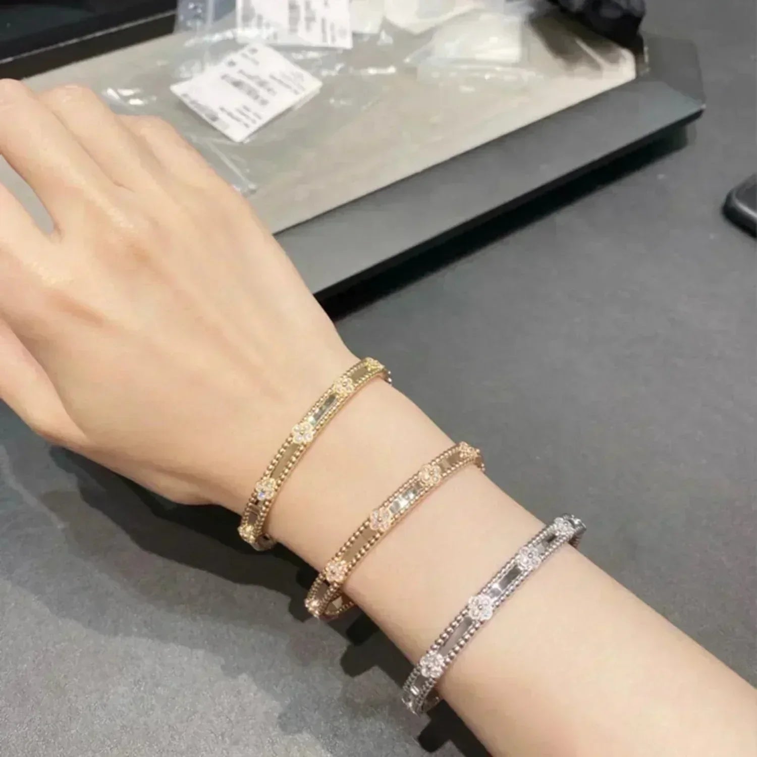 [Clover Jewelry]CLOVER BRACELET 4MM DIAMONDS