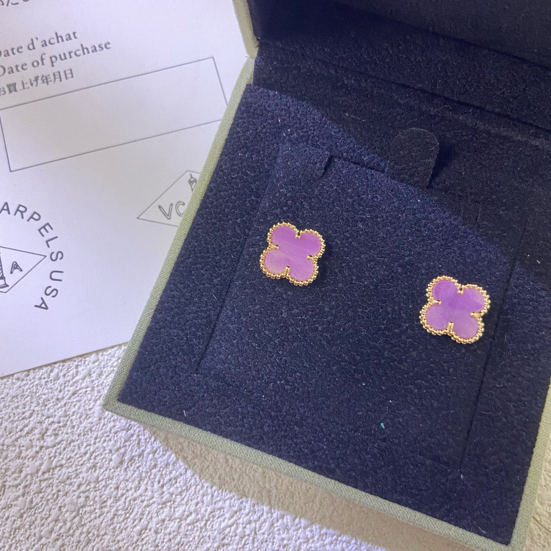 [Clover Jewelry]CLOVER MINI 9.5MM  PURPLE VIOLET EARRINGS
