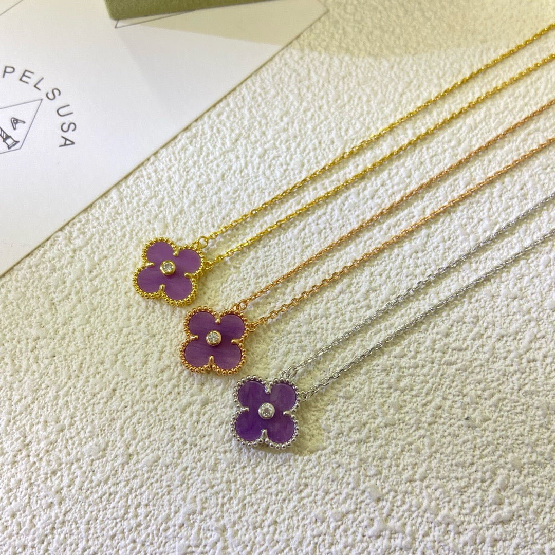 [Clover Jewelry]CLOVER 15MM DIAMANT LILA-VIOLETT HALSKETTE