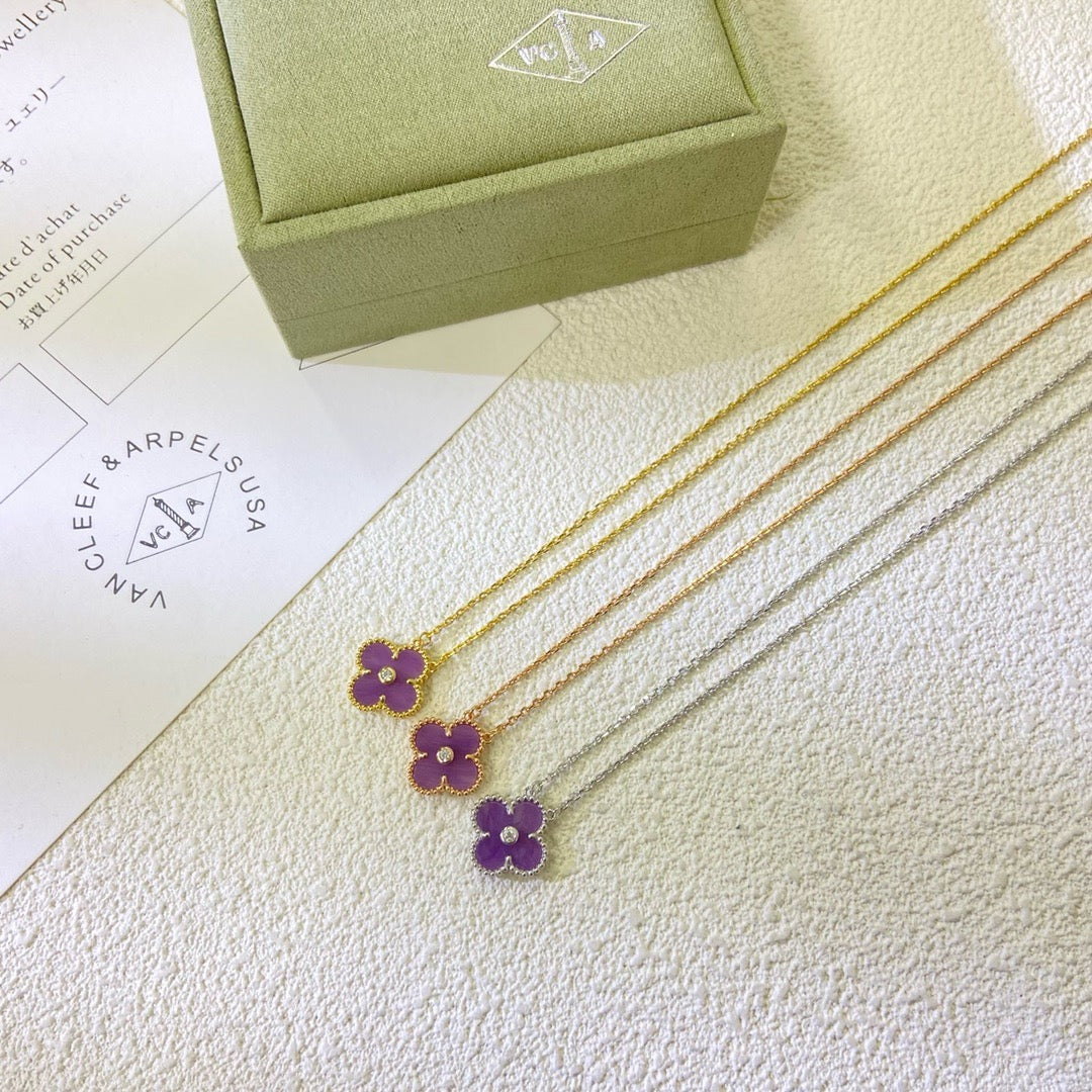 [Clover Jewelry]CLOVER 15MM DIAMANT LILA-VIOLETT HALSKETTE