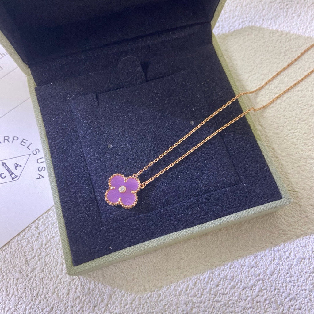 [Clover Jewelry]CLOVER 15MM DIAMANT LILA-VIOLETT HALSKETTE