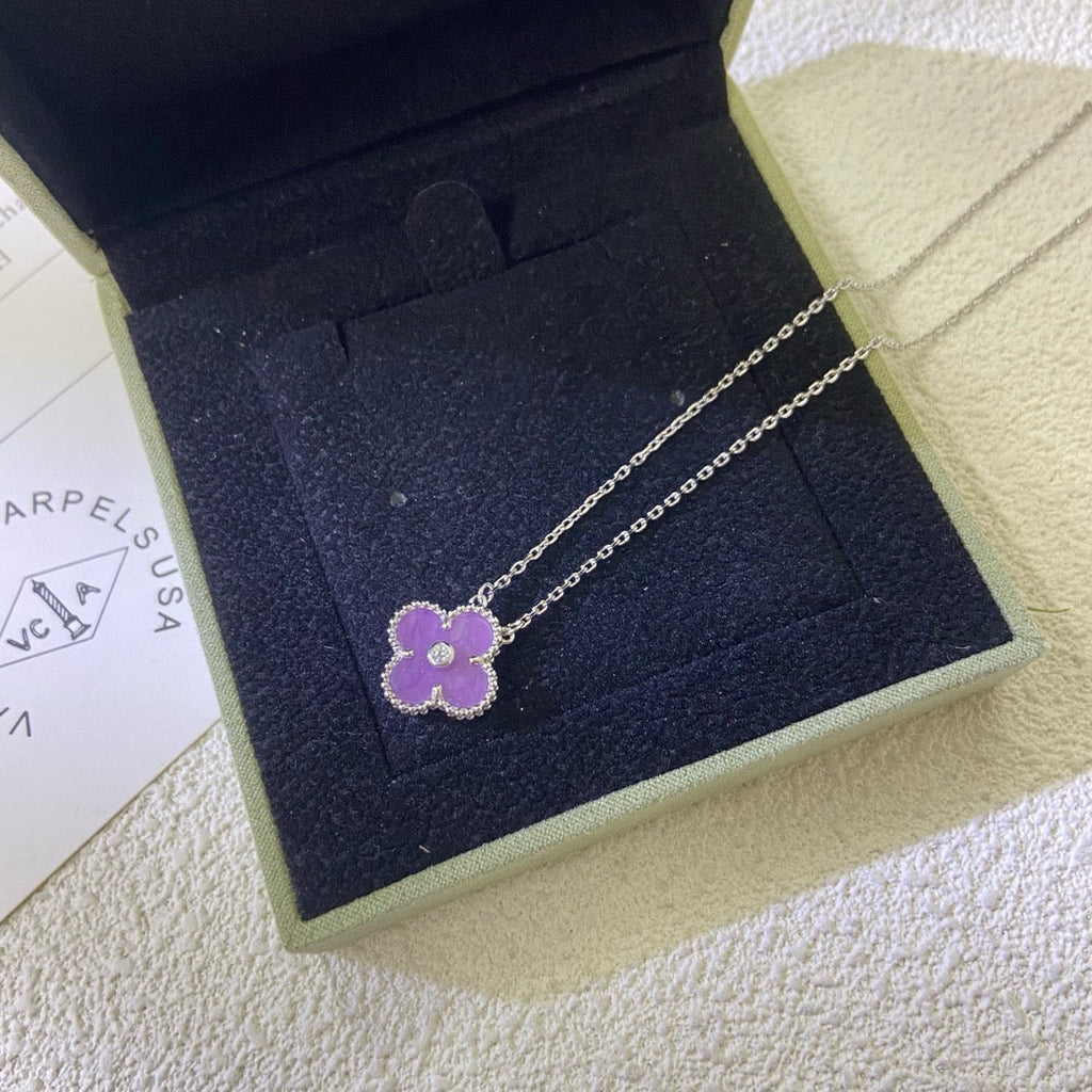 [Clover Jewelry]CLOVER 15MM DIAMANT LILA-VIOLETT HALSKETTE