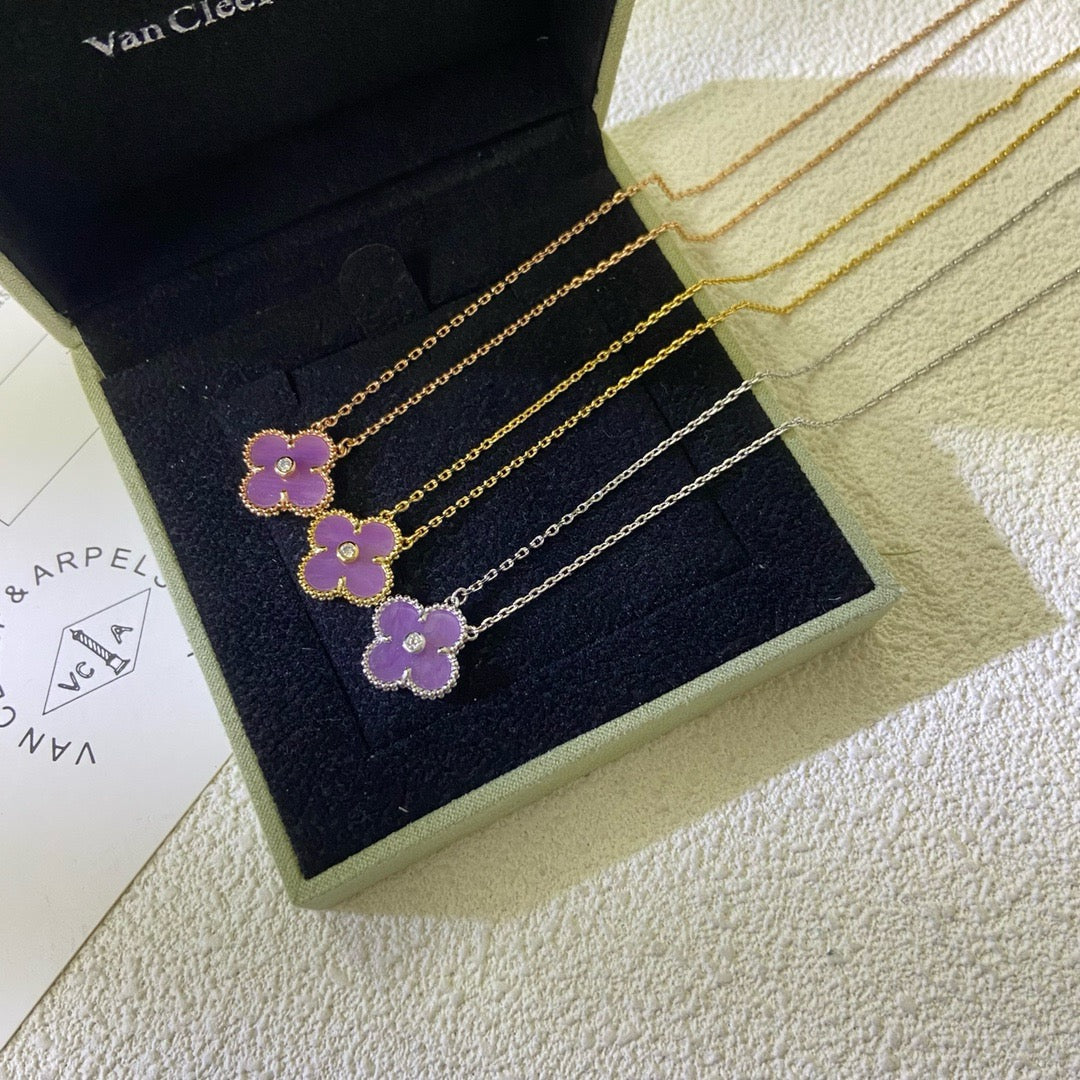[Clover Jewelry]CLOVER 15MM DIAMANT LILA-VIOLETT HALSKETTE
