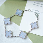 [Clover Jewelry]CLOVER  5 MOTIVE LILA CHALZEDON ARMBAND SILBER