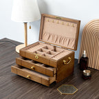 RETRO-SCHMUCKSCHATULLE AUS MASSIVHOLZ MIT SCHLOSS