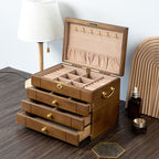 RETRO-SCHMUCKSCHATULLE AUS MASSIVHOLZ MIT SCHLOSS