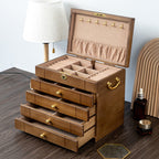 RETRO-SCHMUCKSCHATULLE AUS MASSIVHOLZ MIT SCHLOSS