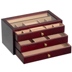 HIGH-GRADE SOLID WOOD JEWELRY BOX TRANSPARENT GLASS STORAGE BOX