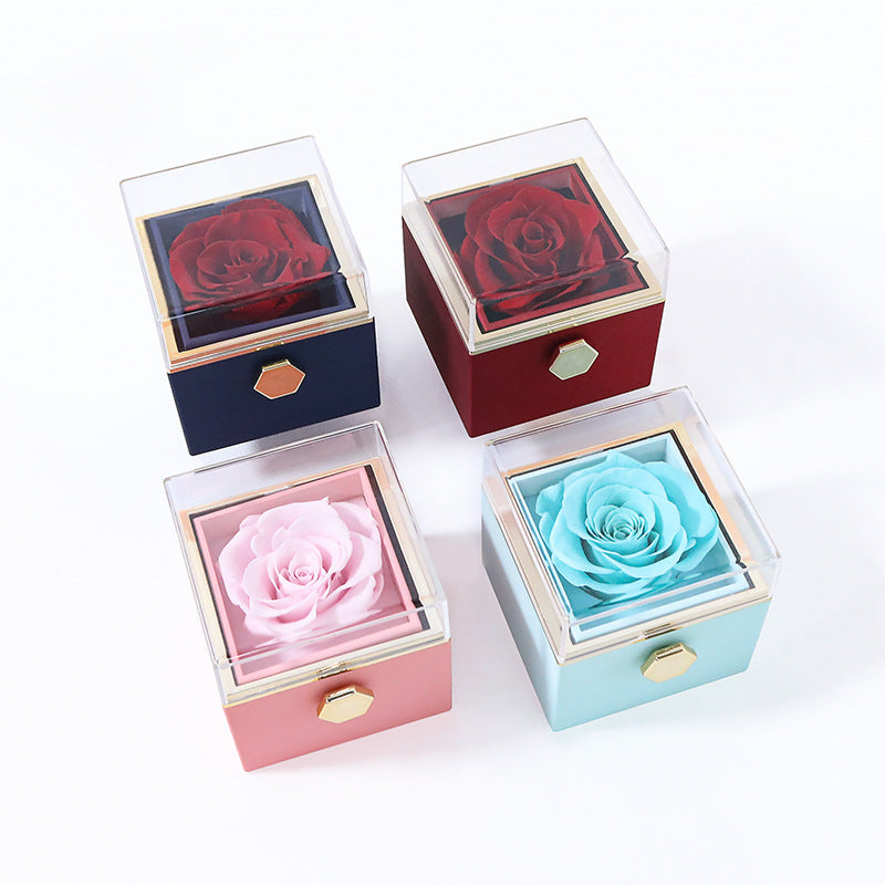 KREATIVE DREHBARE KONSERVIERTE ROSEN SCHMUCKGESCHENKBOX (OHNE LOGO)
