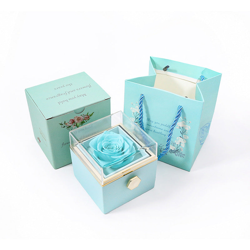 KREATIVE DREHBARE KONSERVIERTE ROSEN SCHMUCKGESCHENKBOX (OHNE LOGO)