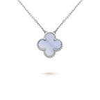 [クローバージュエリー]クローバー 15MM ブルーカルセドニー ネックレス シルバー
