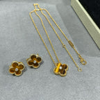 [Clover Jewelry]CLOVER 15MM DIAMOND AND YELLOW TIGER'S EYE AGATE necklace