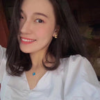 [Clover Jewelry]CLOVER 15MM DIAMOND AND BLUE AGATE NECKLACE