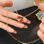 [Clover Jewelry]LUCKY  CARNELIANS LADYBUG NECKLACE