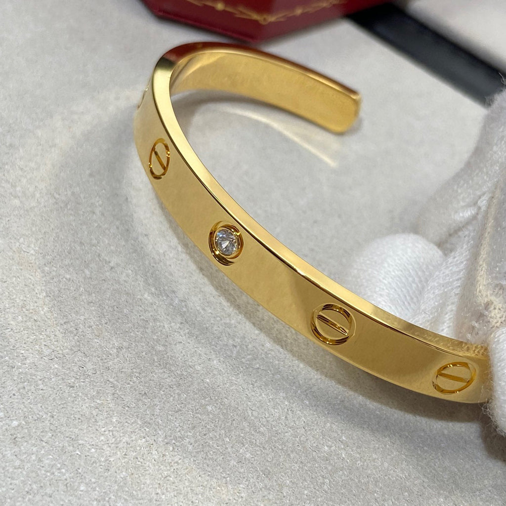 [Clover Jewelry]LOVE BRACELET 6.1MM 1 DIAMOND OPEN CUFF