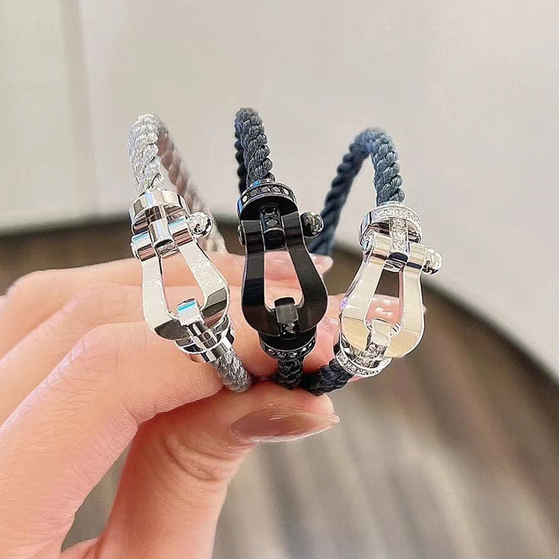[Clover Jewelry]ホースシューラージ ハーフダイヤモンド ブレスレット ゴールド