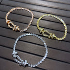 [Clover Jewelry] FORCE GROSSES HUFEISEN VOLL DIAMANT TENNISARMREIF