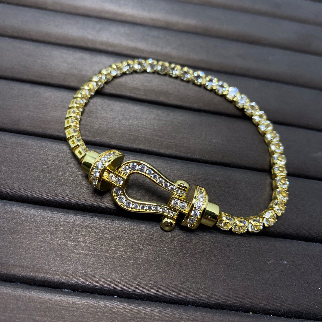 [Clover Jewelry]FORCE  LARGE HORSESHOE FULL DIAMOND TENNIS BRACELET