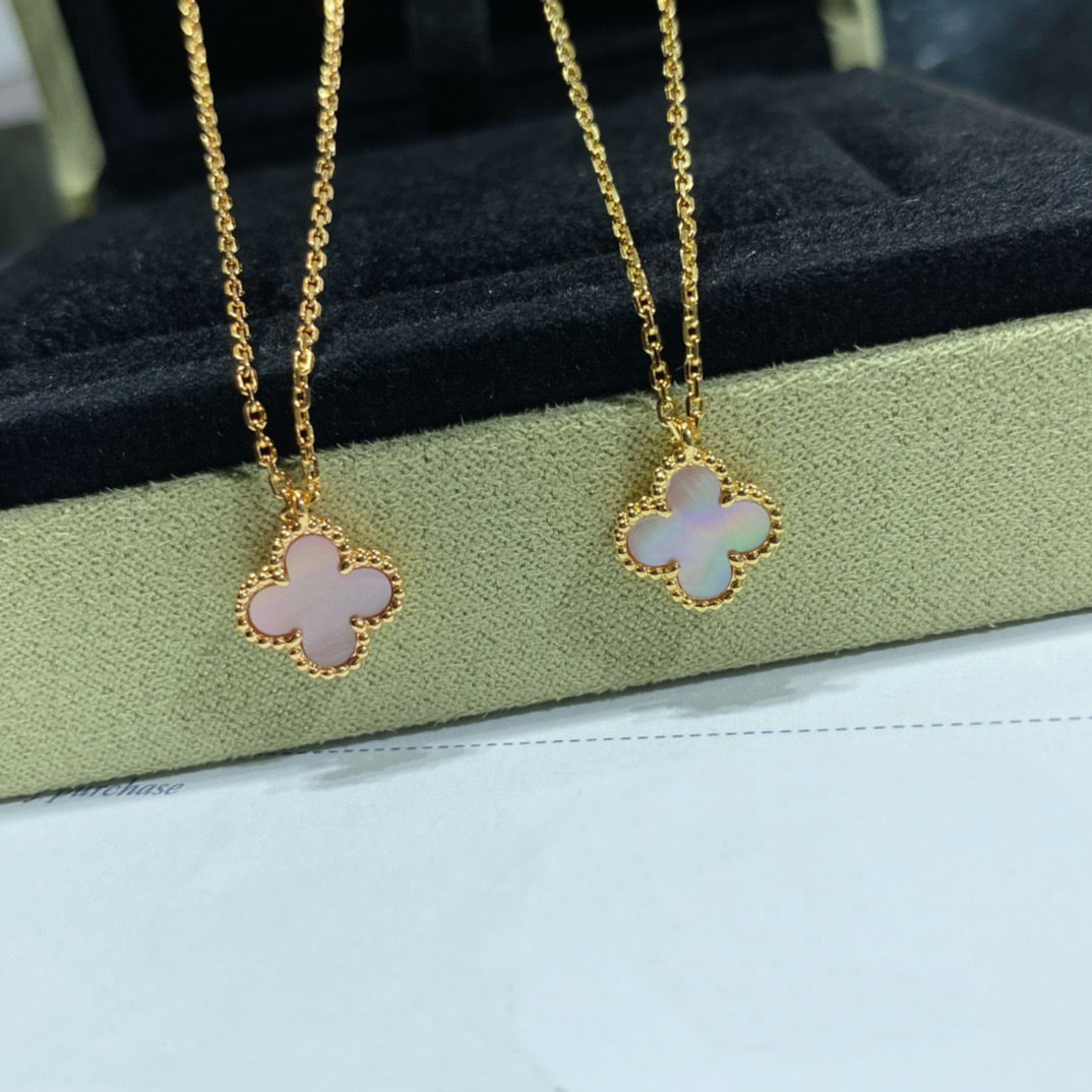 [Clover Jewelry]CLOVER 15MM PINK MOTHER-OF-PEARL SINGLE FLOWER NECKLACE