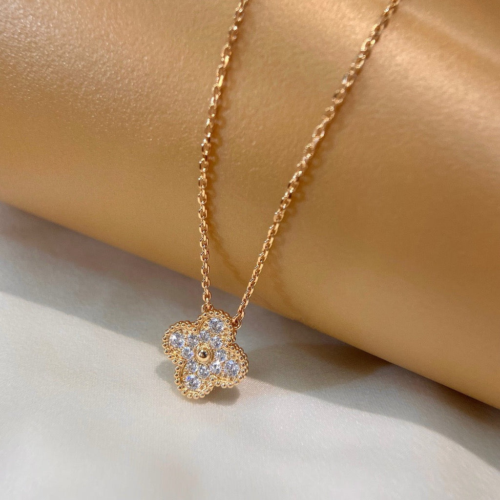 [Clover Jewelry]CLOVER 15MM DIAMOND SINGLE FLOWER NECKLACE