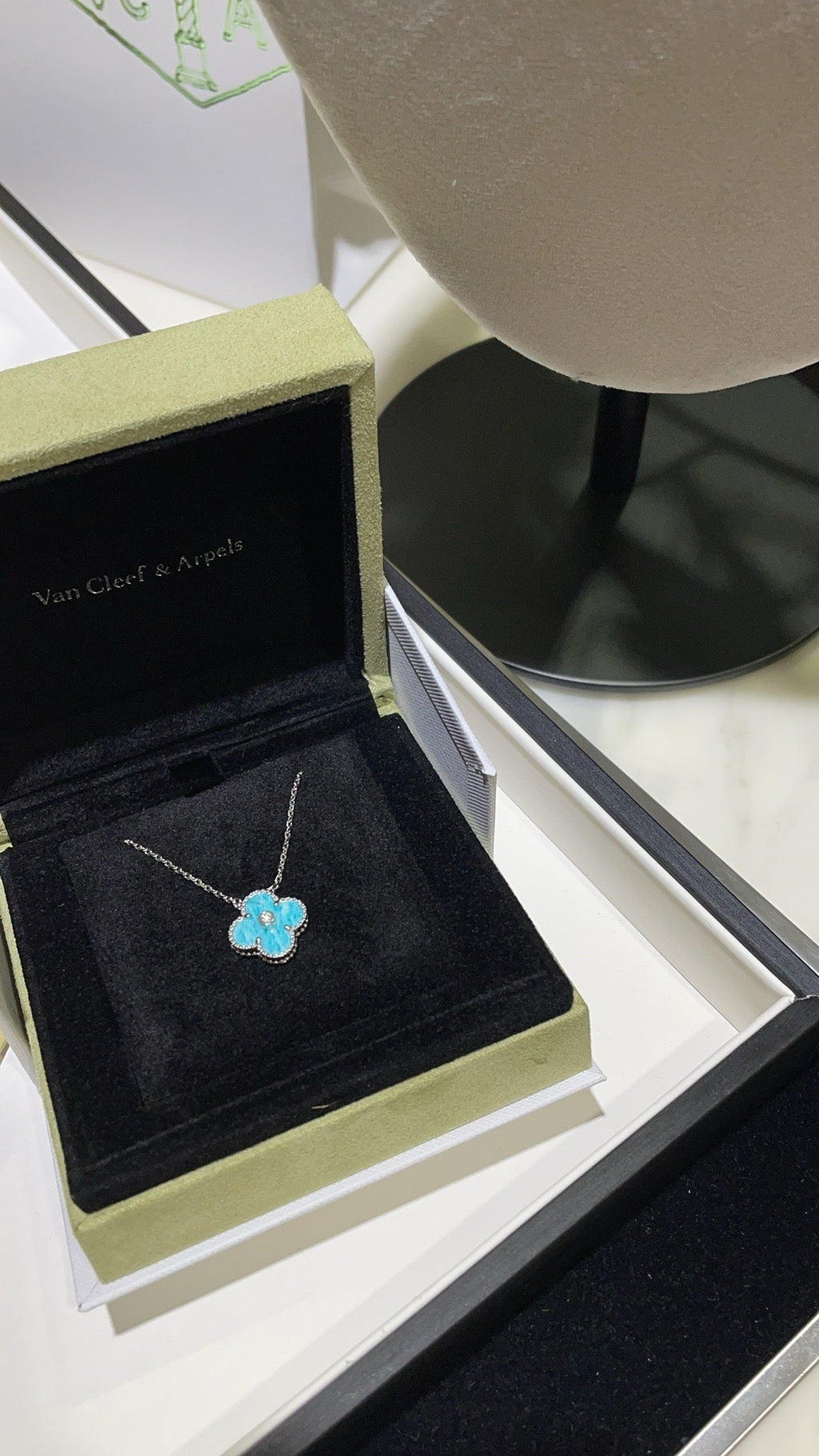 [Clover Jewelry]CLOVER 15MM DIAMOND SVRES PORCELAIN  NECKLACE SILVER
