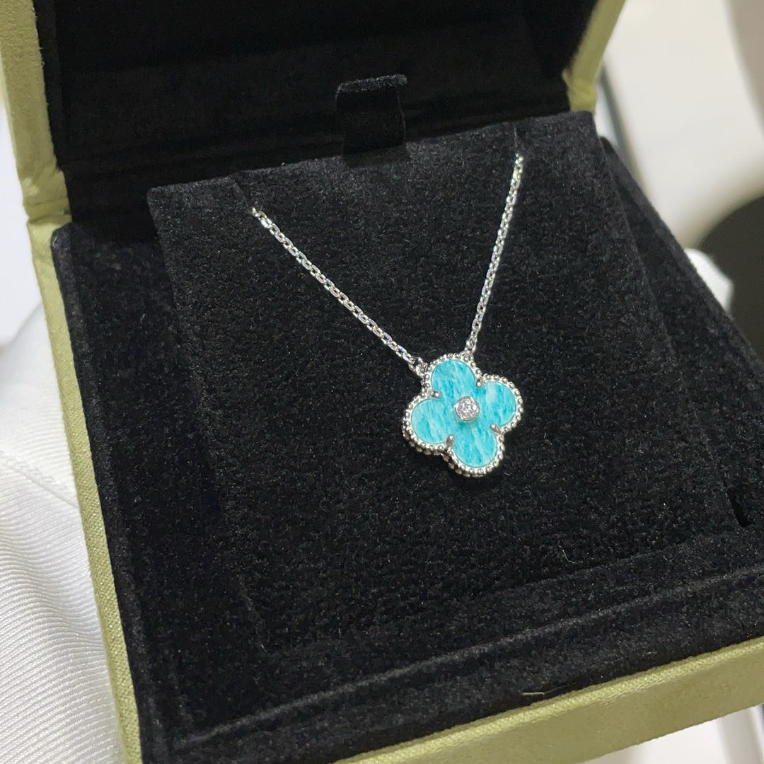 [Clover Jewelry]CLOVER 15MM DIAMOND SVRES PORCELAIN  NECKLACE SILVER