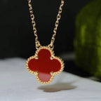 [Clover Jewelry]CLOVER 15MM CARNELIAN EINZELBLUMEN-HALSKETTE