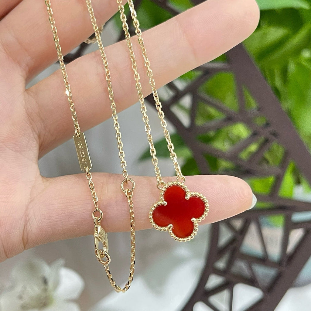[Clover Jewelry]CLOVER 15MM CARNELIAN EINZELBLUMEN-HALSKETTE