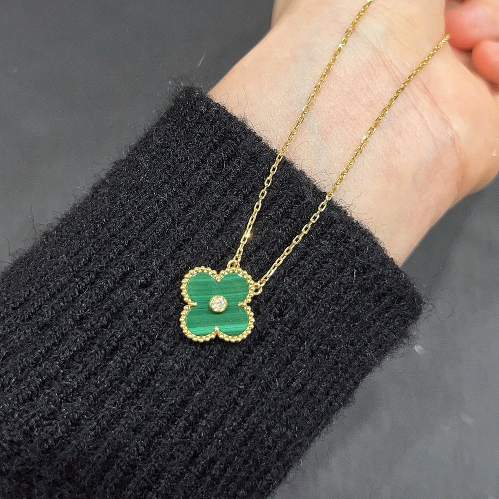 [Clover Jewelry]CLOVER 15MM DIAMOND TURQUOISE NECKLACE