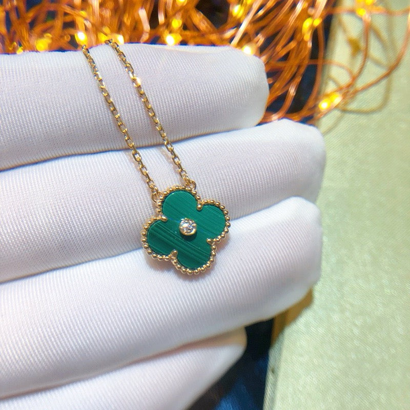 [Clover Jewelry]CLOVER 15MM DIAMOND TURQUOISE NECKLACE