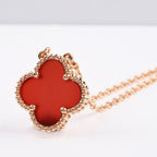 [Clover Jewelry]CLOVER 15MM CARNELIAN EINZELBLUMEN-HALSKETTE