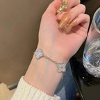 [Clover Jewelry]CLOVER  5 MOTIF DIAMOND PURPLE CHALCEDONY BRACELET SILVER