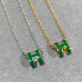 [Clover Jewelry]POP H GREEN NECKLACE SILVER AND GOLD
