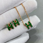 [Clover Jewelry]POP H GREEN NECKLACE SILVER AND GOLD