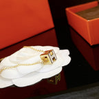 [Kleeblatt Schmuck]H WEISSE ECKIGE GOLDHALSKETTE